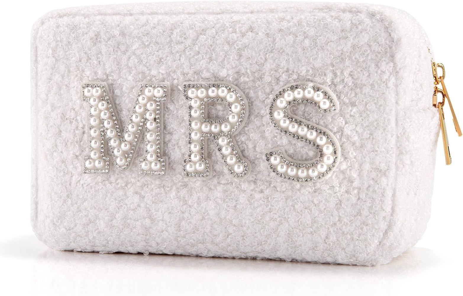 Mrs Bride Makeup Bag, Pearl Letters Teddy Cosmetic Bag Toiletry Bag, Bride Gifts, Bride To Be Gif... | Amazon (US)