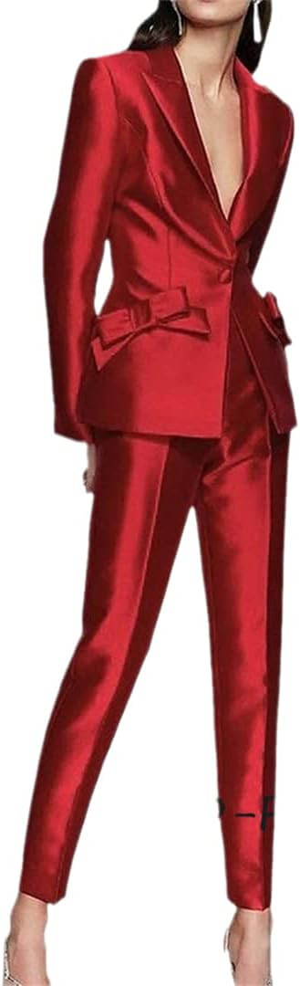 Women's Two-Piece Suit Ladies Single Button Slim with Bow Party Tuxedo High Street Women Blazer S... | Amazon (US)