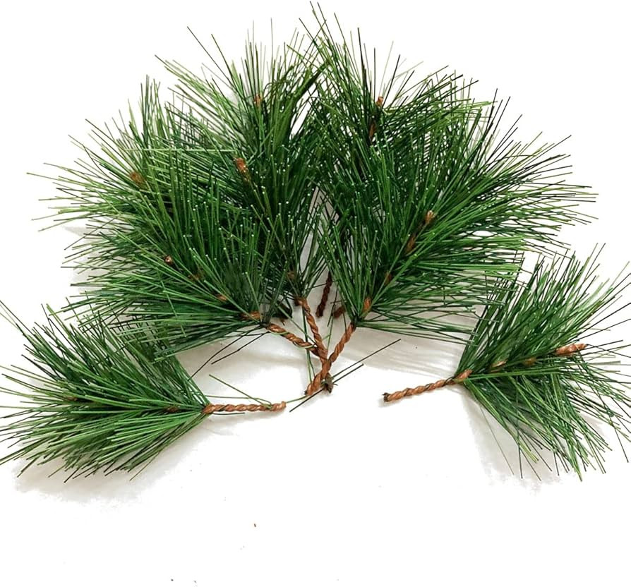 JK-GMTE Green Plants Pine Needles Artificial Pine Needles Branches Fake Pine Picks for Christmas Garland Wreath Decorations (3.9inch) | Amazon (US)