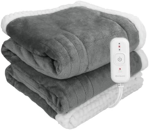 Comfytemp Heated Blanket Electric Throw - 50"x60" Stylish Soft Flannel Heated Throw Blanket 4 Hou... | Amazon (US)