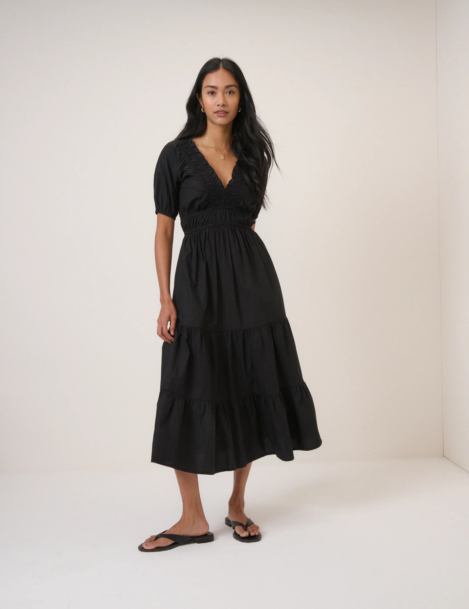 Black Tiered Madison Midi Dress | Nobody's Child