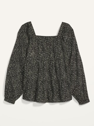 Printed Square-Neck Tiered Blouse for Women | Old Navy (US)