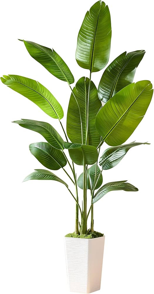 Lifelike Bird of Paradise Silk Artificial Plant Faux Banana Leaf Tree for Home Decor - Perfect In... | Amazon (US)