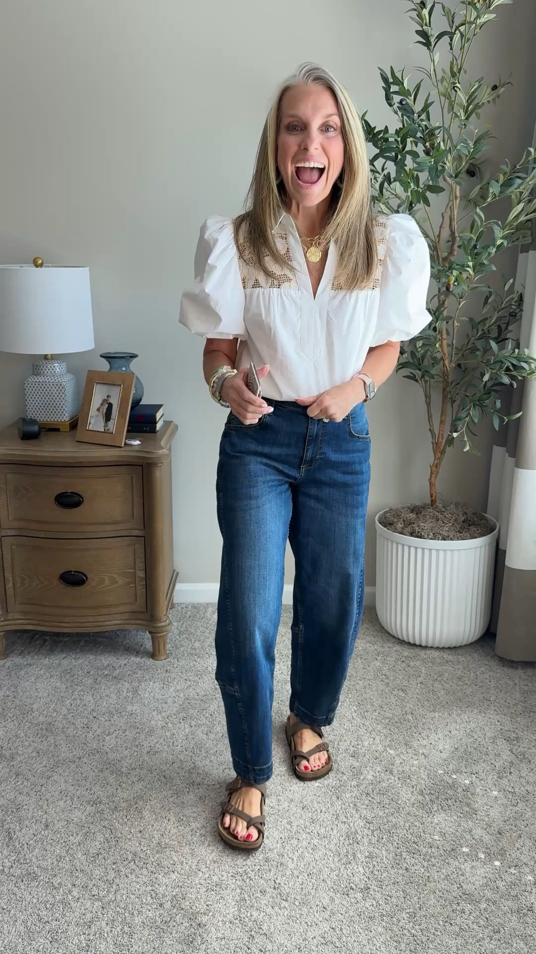Wearing small top and 4 jeans. Use code COAST15 on Avara and COAST20 on Allie + Bess 

#LTKOver40 #LTKdayinmylife #LTKootd