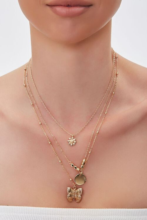 Butterfly Pendant Layered Necklace | Forever 21 (US)