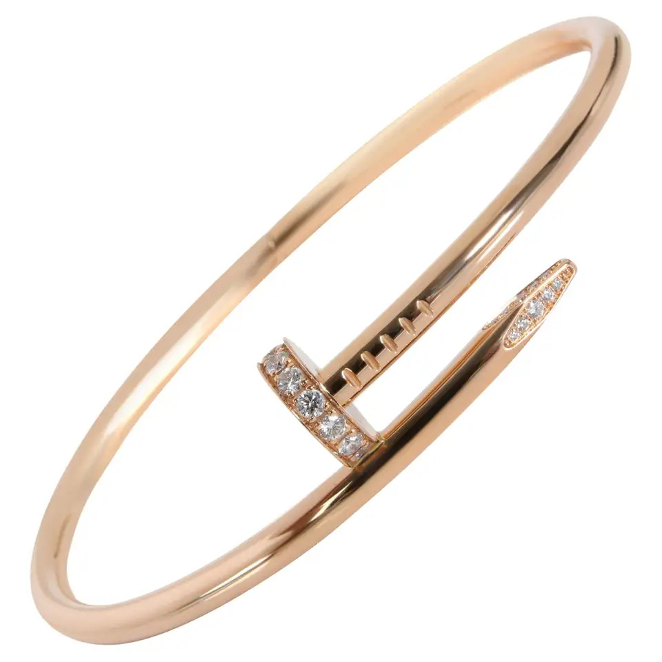 Cartier Juste un Clou Diamond Bracelet in 18K Pink Gold 0.59 CTW | 1stDibs