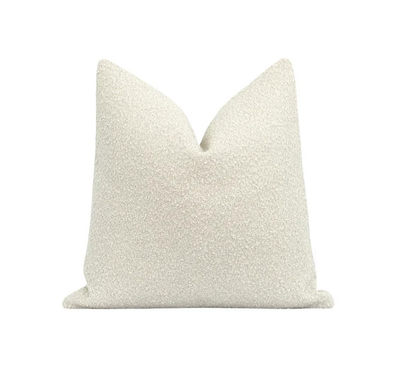 Chalk Boucle Pillow Cover Double Sided Boucle Accent Pillow | Etsy | Etsy (US)