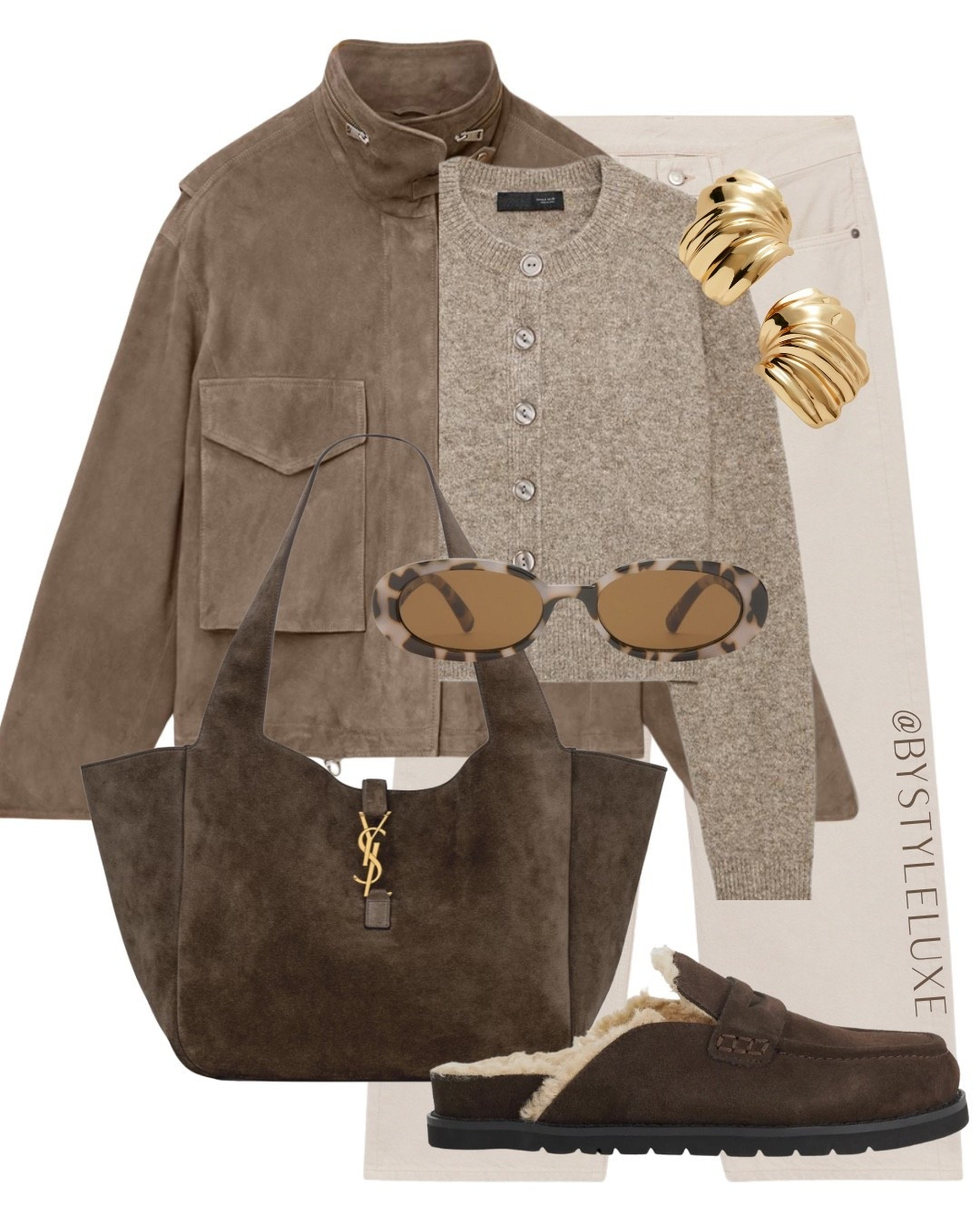 CARDIGAN - styling this staple taupe beige cardigan with this season must-have suede trend

#suedejacket #autumnoutfit #jeans

#LTKautumn #LTKjeans #LTKshoes