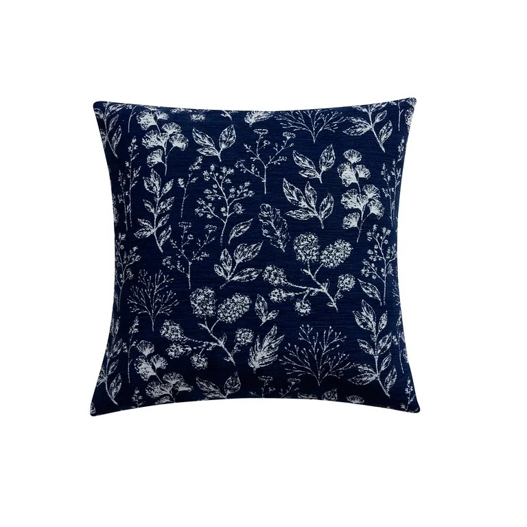 (2 pack) Mainstays 18" x 18" Blue Airy Fern Reversible Chenille Decorative Pillow | Walmart (US)