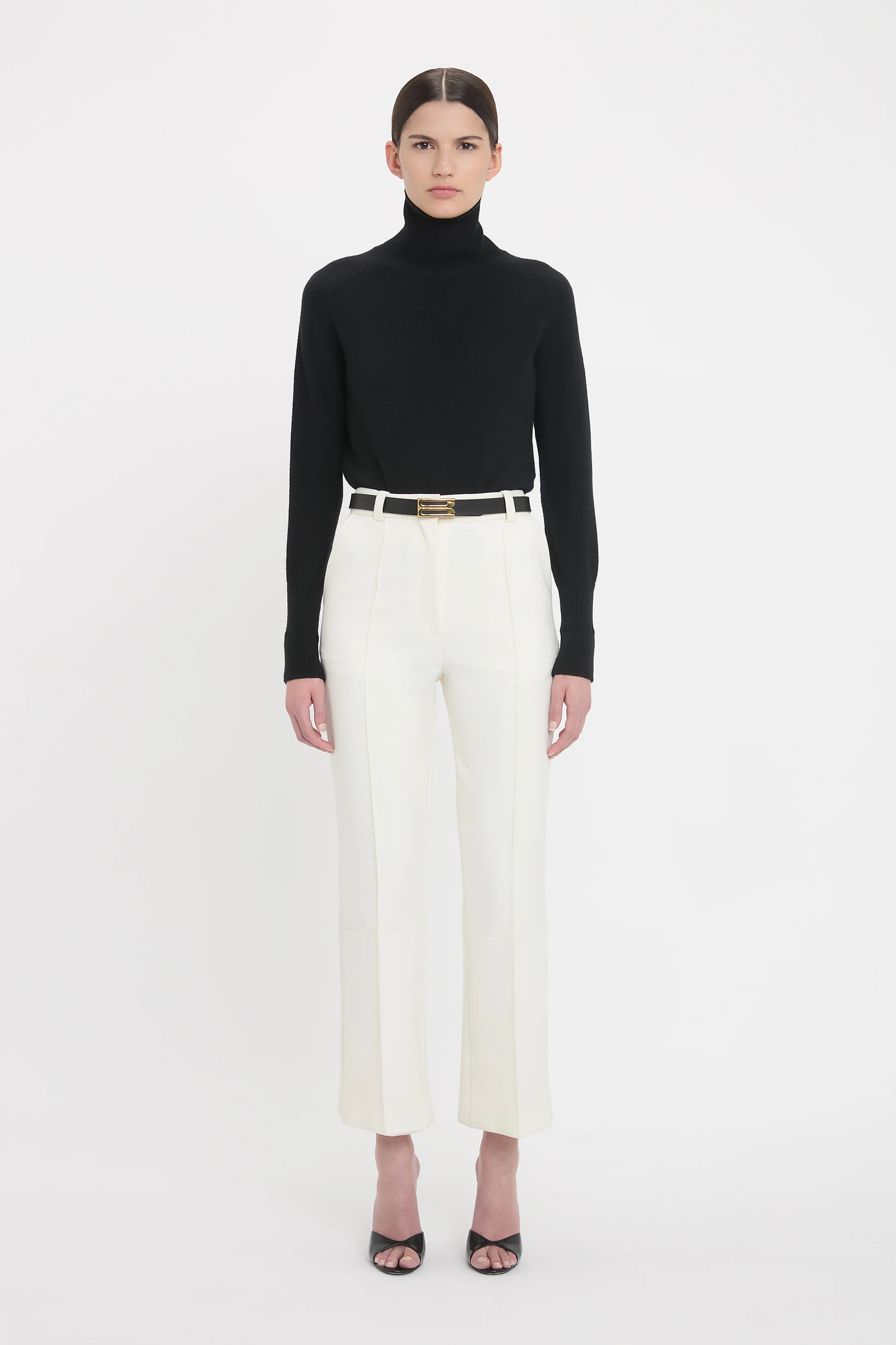 Cropped Kick Trouser In Ivory | Victoria Beckham US