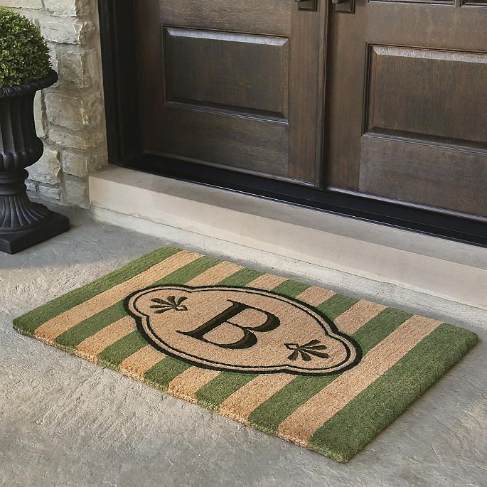 Ameile Cabana Stripe Monogrammed Coco Door Mat | Frontgate | Frontgate