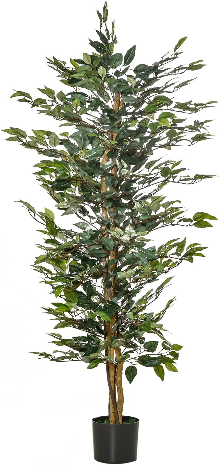 HOMCOM 5FT Artificial Ficus Tree Faux Decorative Plant with 1008 Leaves and Nursery Pot for Indoo... | Amazon (CA)