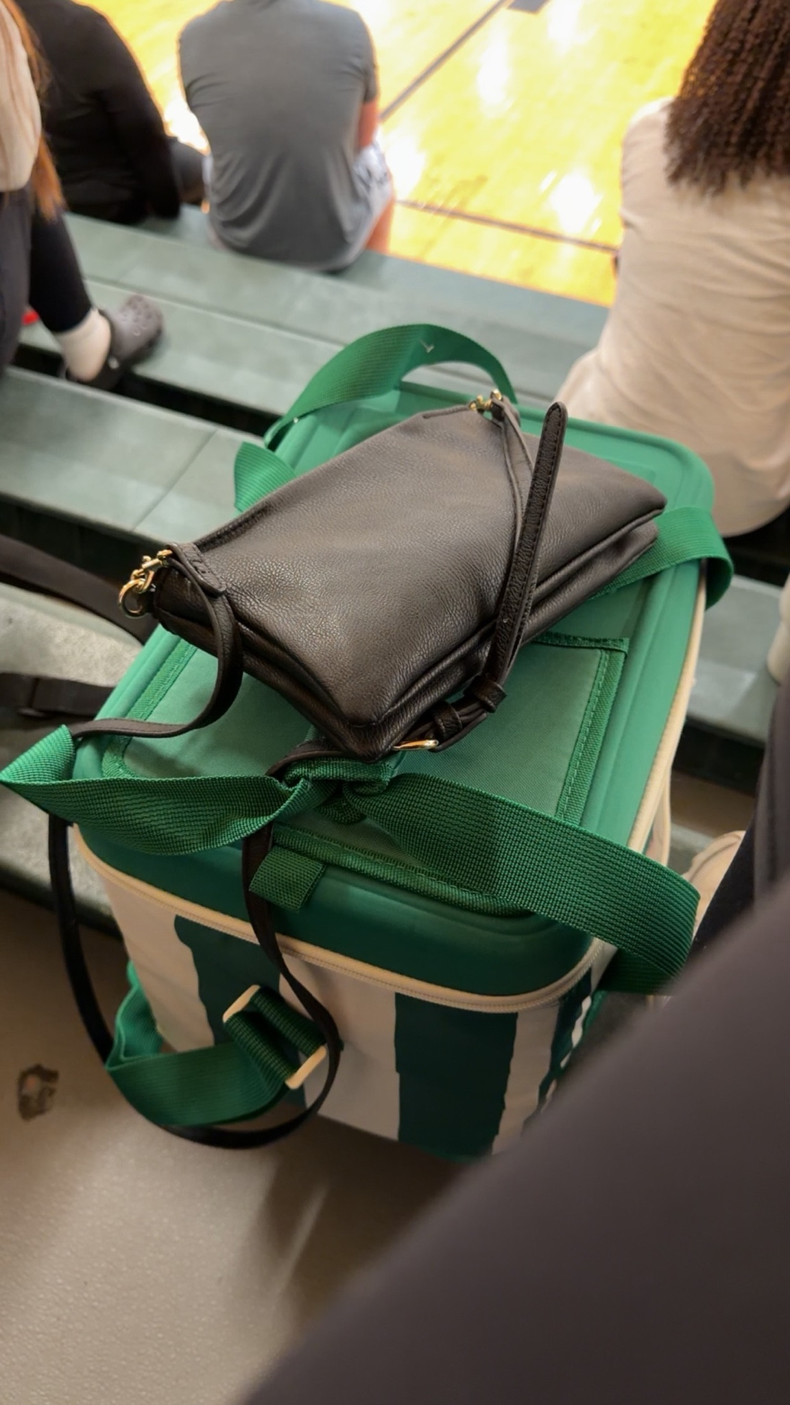 For tournaments I always take a cute cooler to hold all of the waters and gatorades! And my trusty crossbody bag to hold my money, phone, keys and cards.

sports mom basketball mom sporty mom target cooler green cooler 

 