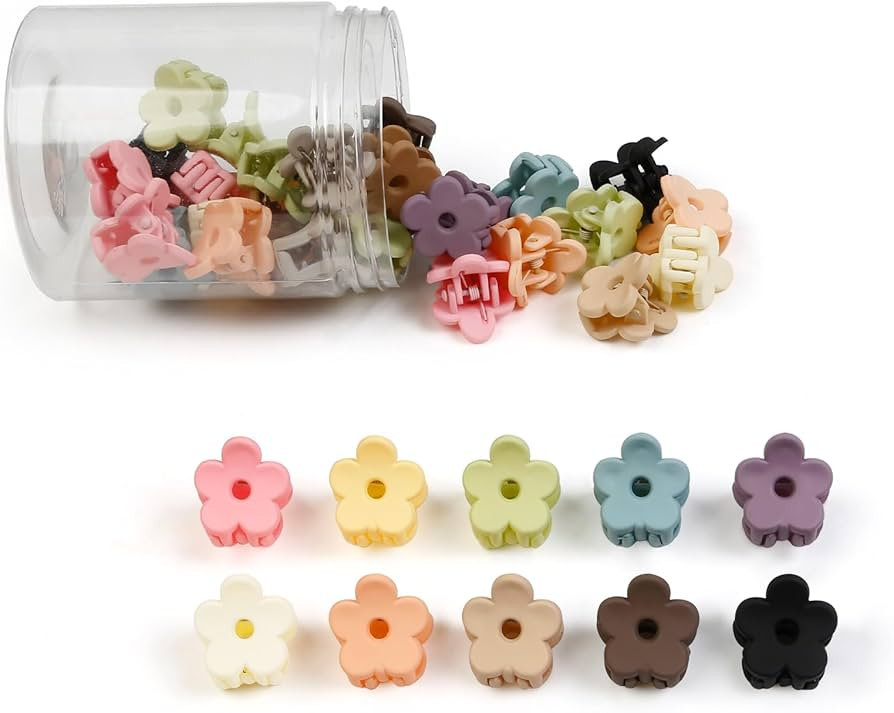 40Pcs Colorful Small Flower Hair Clips, TEBIEKOY Baby Hair Clips Mini Claw Clips Cute Jaw Clips H... | Amazon (US)