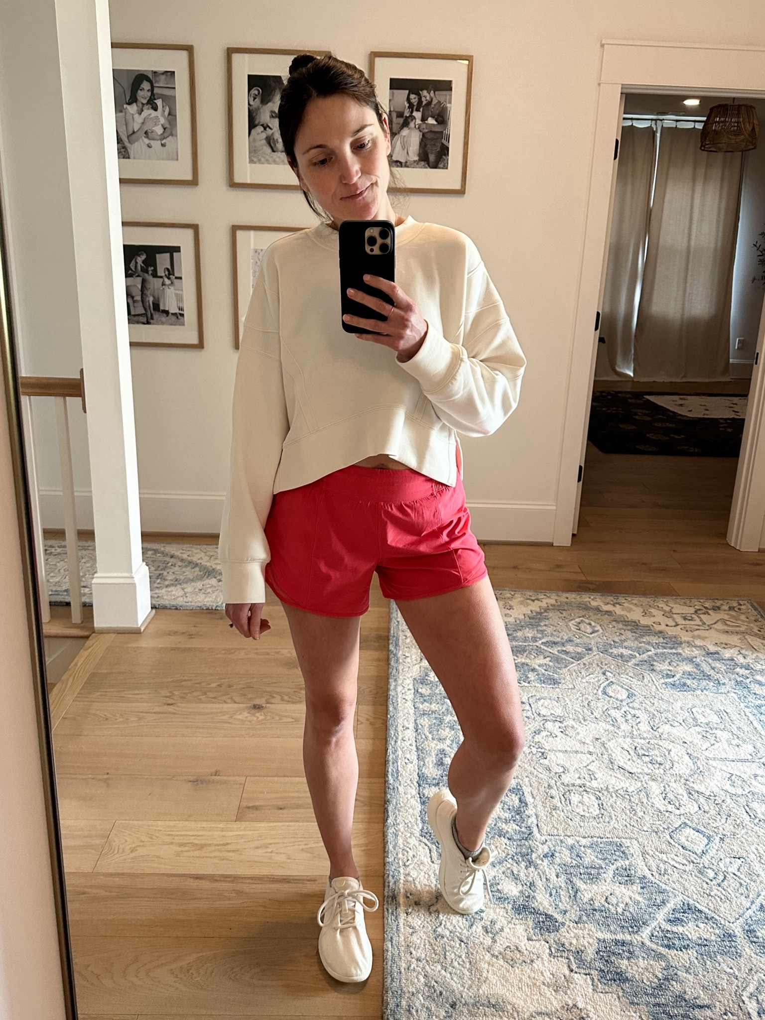Love a good sweatshirt and shorts combo. These Lulu shorts are so comfy and on sale for under $50!! And I’ve been wearing this top on repeat. 

#LTKSeasonal #LTKSpringSale #LTKfindsunder100