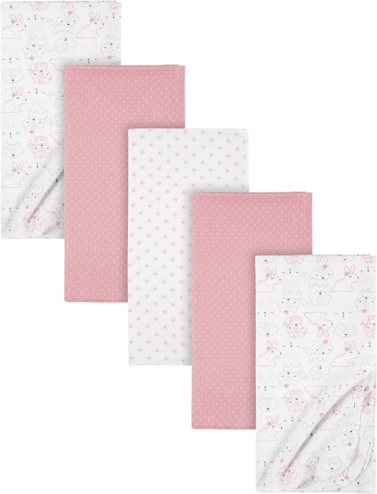 Gerber Girls Newborn Infant Baby Toddler Nursery 100% Cotton Flannel Receiving Swaddle Blanket, R... | Amazon (US)