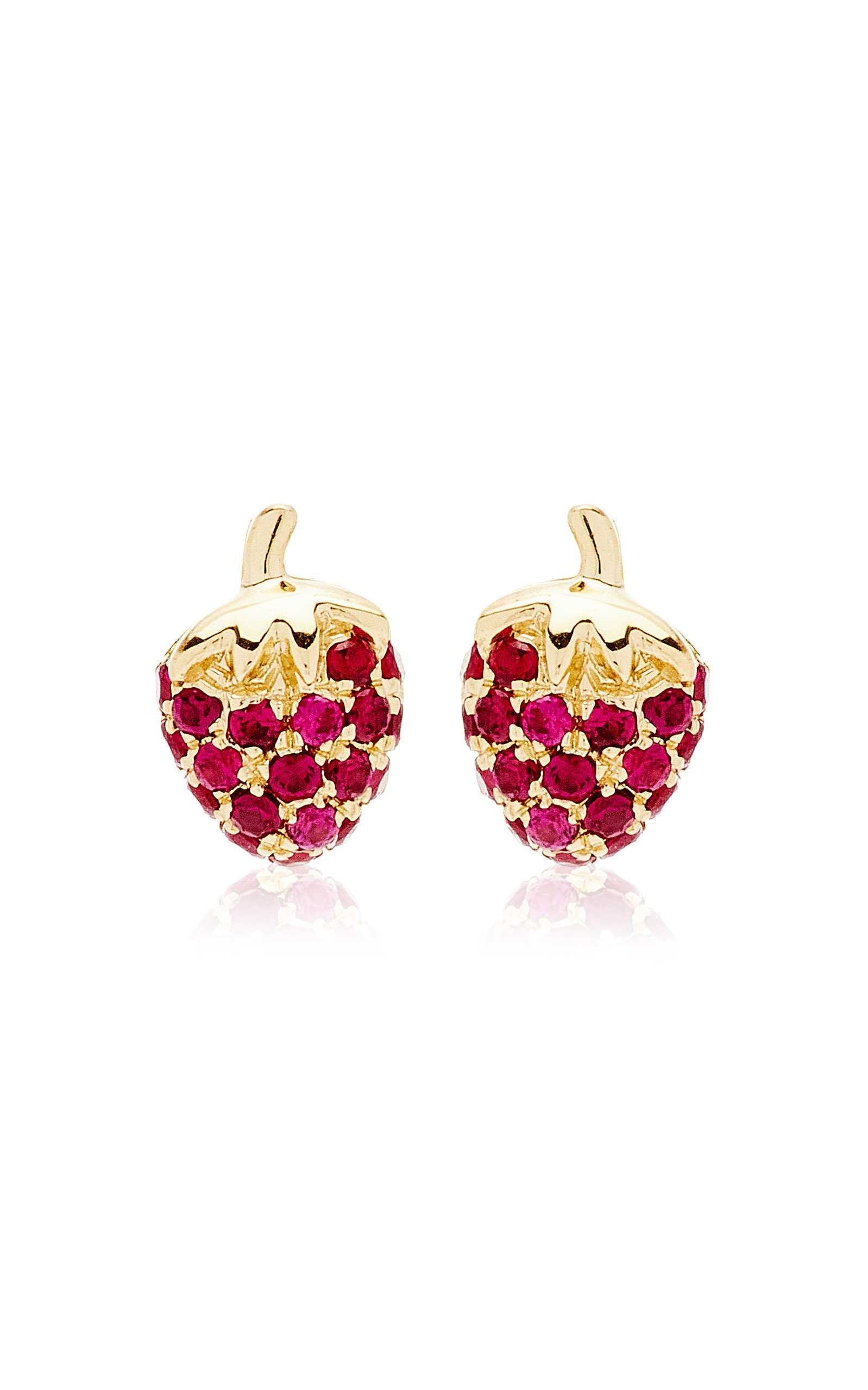 Mini Strawberry 14K Yellow Gold Ruby Earrings | Moda Operandi (Global)