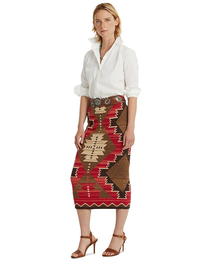 Lauren Ralph Lauren Cotton Blend Southwestern Skirt  & Reviews - Skirts - Women - Macy's | Macys (US)
