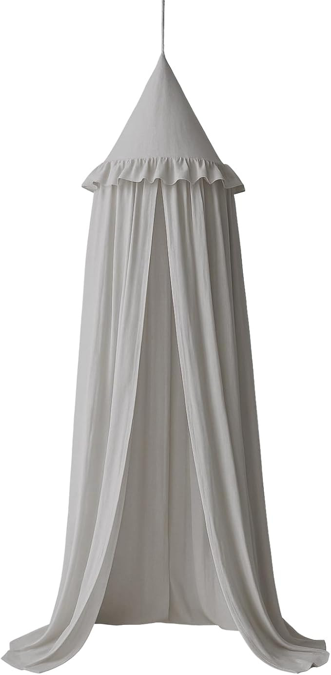 Wonder Space Kids Bed Canopy with Ruffles, Pastel Neutral Color for Boys & Girls, Frilled Cotton ... | Amazon (US)