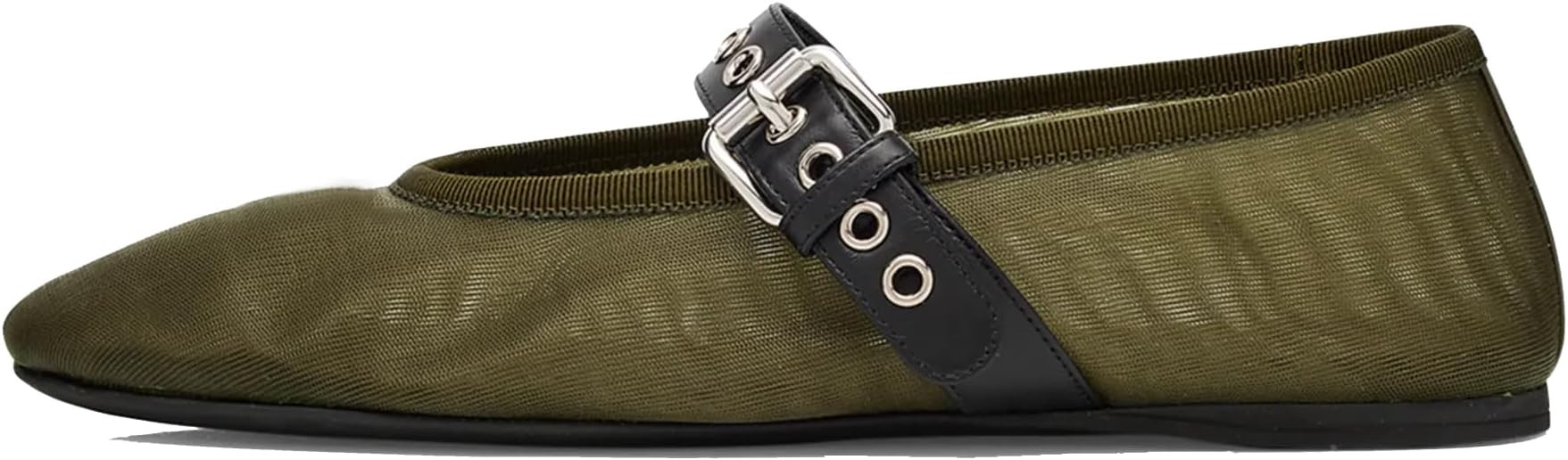 Mesh Ballet Flats for Women Buckle Strap Round Toe Mary Jane Flats Slip On Comfortable Casual Dre... | Amazon (US)