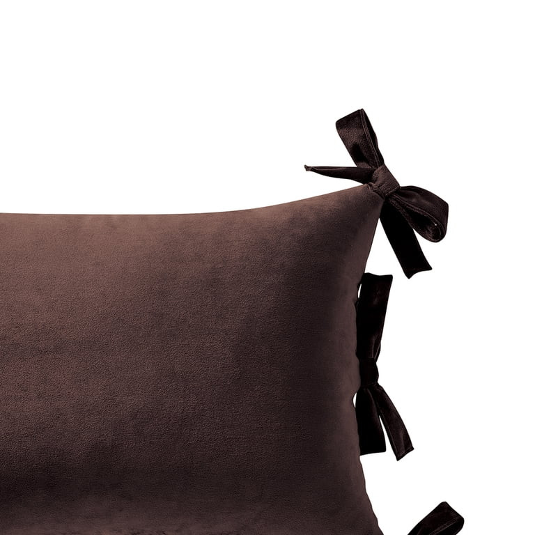 Home Decor Collection 14" x 20" Dark Brown Velvet Bow Decorative Pillow | Walmart (US)