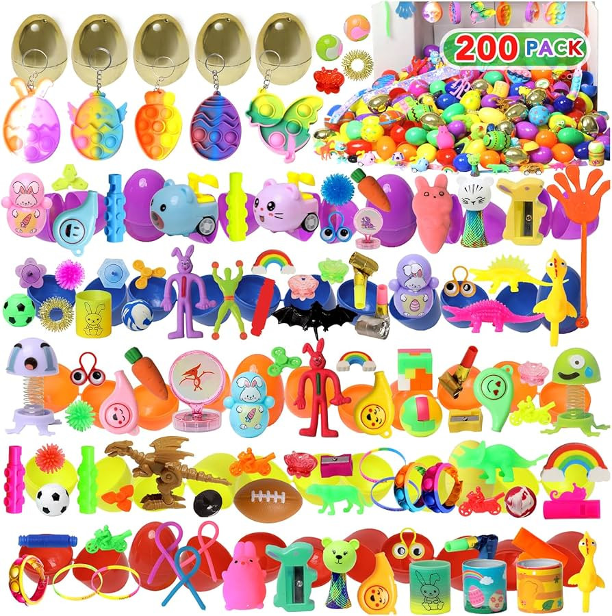 200 Pcs Prefilled Easter Eggs with Toys Inside,Easter Basket Stuffers,Surprise Easter Egg Fillers... | Amazon (US)
