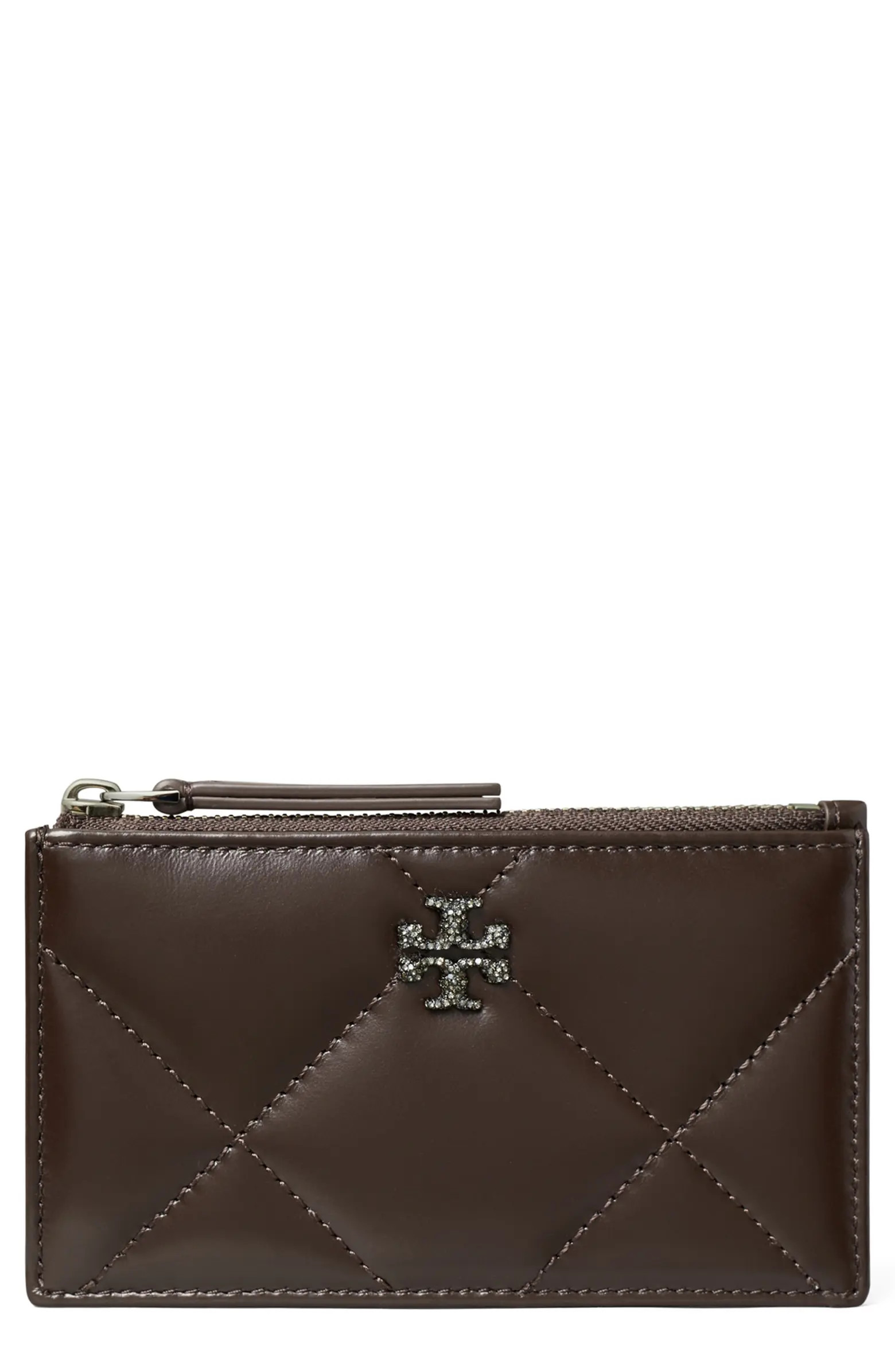 Small Kira Pavé Diamond Quilted Leather Card Case | Nordstrom