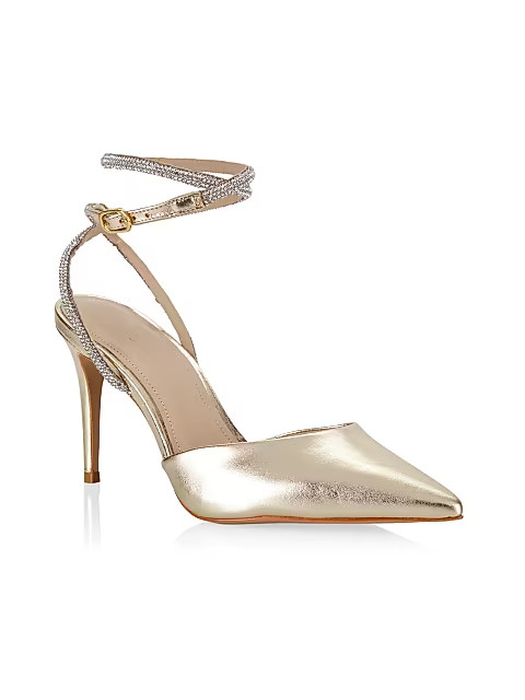 COLLECTION Metallic Leather Rhinestone-Strap Pumps | Saks Fifth Avenue