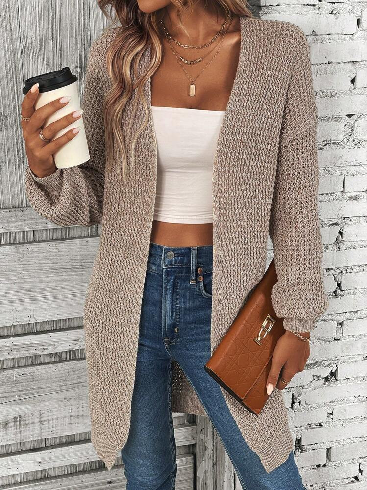 SHEIN LUNE Drop Shoulder Casual Design Cardigan,Long Sleeve Tops | SHEIN