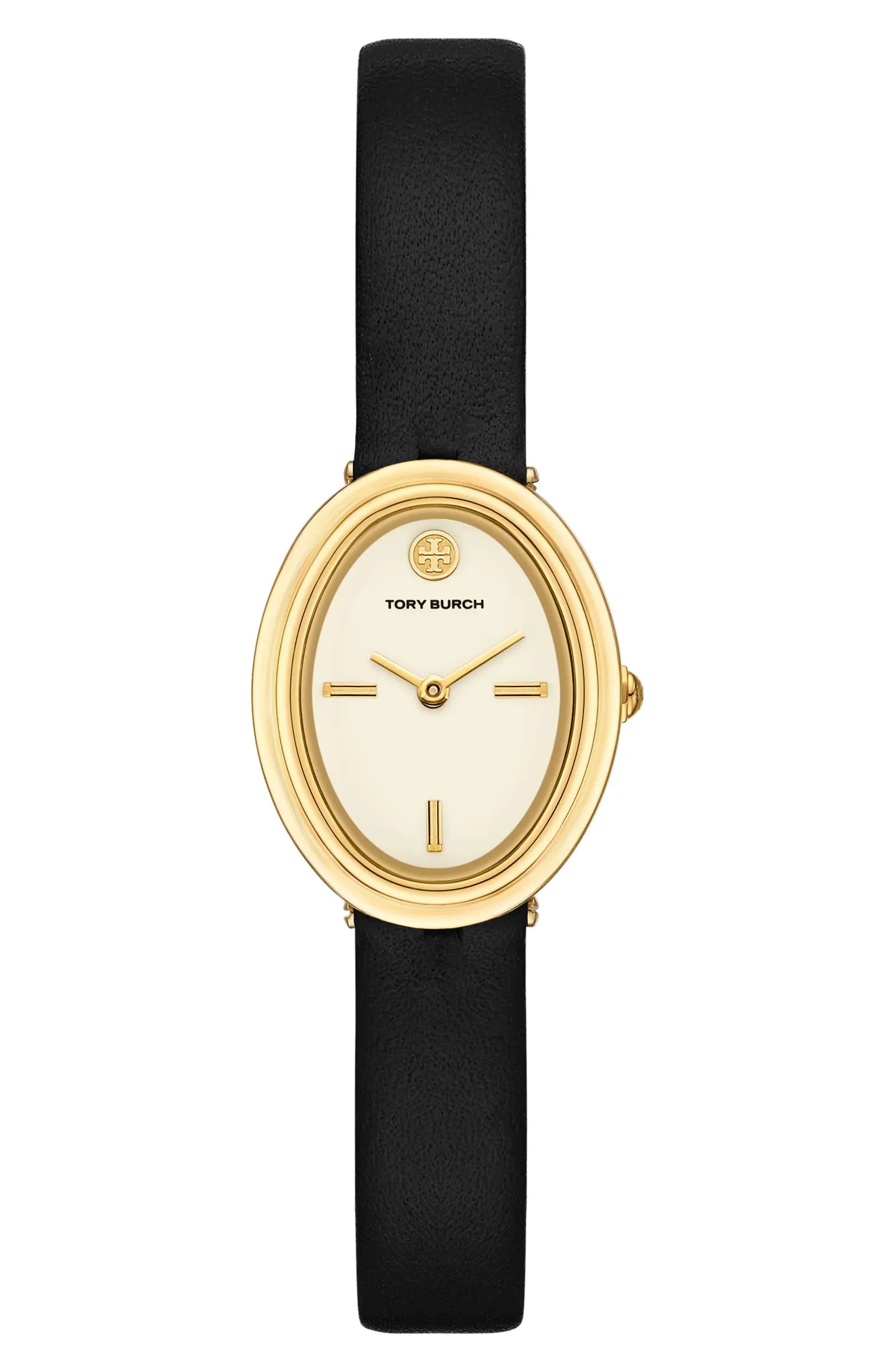 Tory Burch The Oval Leather Strap Watch, 22mm x 28mm | Nordstrom | Nordstrom