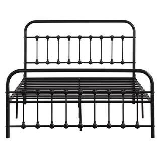 Karl home Single-Layer Black Queen Iron Bed Frame with Shell Decoration | The Home Depot