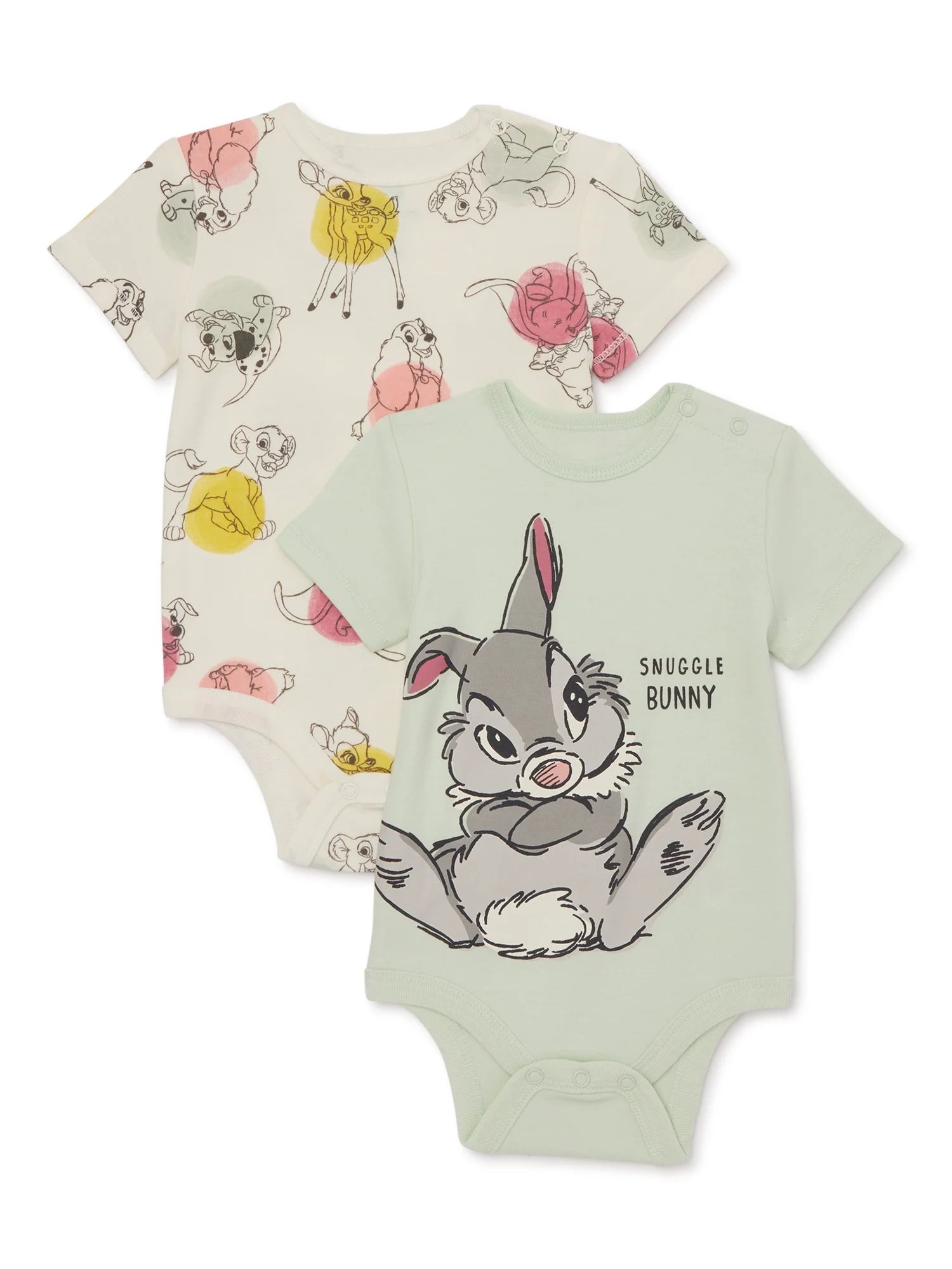 Disney Classics Baby Bodysuits with Short Sleeves, 2-Pack, Sizes 0/3M-24M | Walmart (US)
