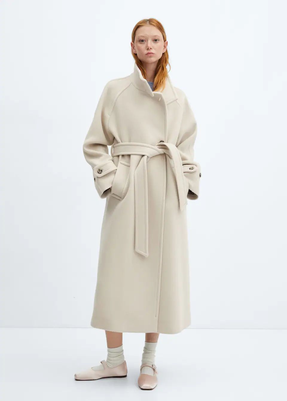 Turtleneck virgin wool coat -  Women | Mango USA | MANGO (US)