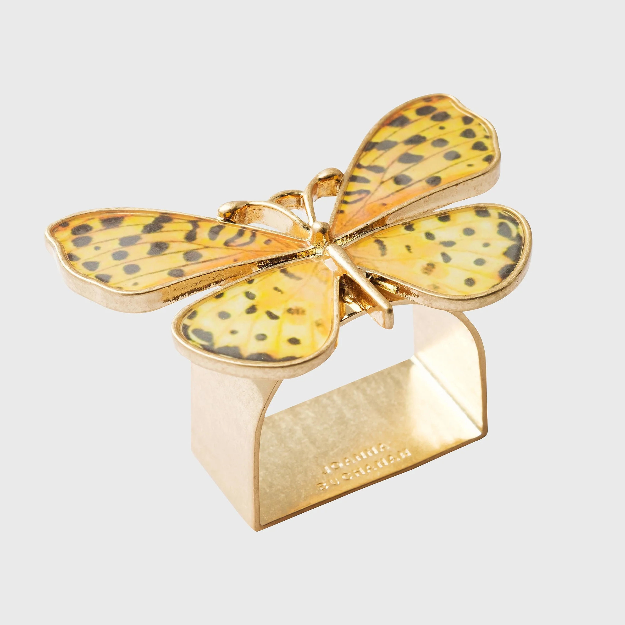 Painterly butterfly napkin rings, yellow, set of four | Joanna Buchanan