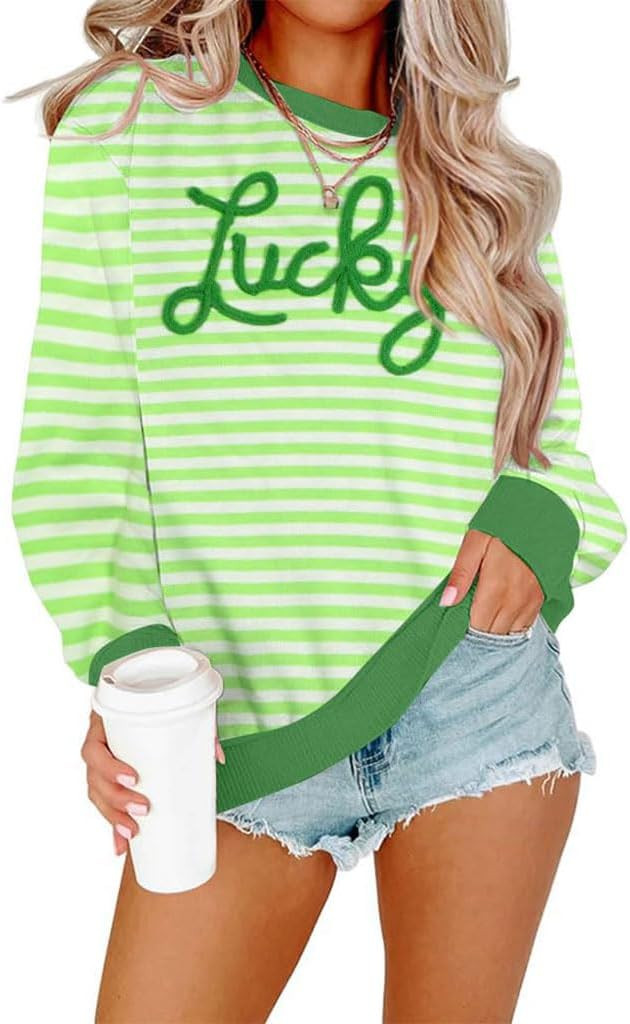 KIDDAD Women St Patrick's Day Sweatshirts: Irish Luck Shamrock Graphic Shirt Casual Holiday Loose... | Amazon (US)