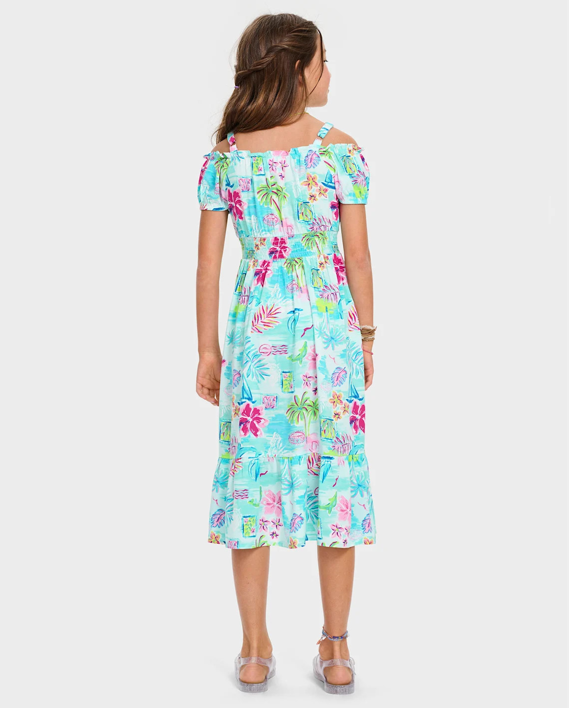 Girls Matching Family Tropical Midi Off Shoulder Dress - multi | The Children's Place