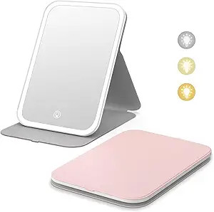 Kintion Travel Makeup Mirror, Portable LED Lighted Makeup Mirror, 360° Rotation Touch Screen Van... | Amazon (US)