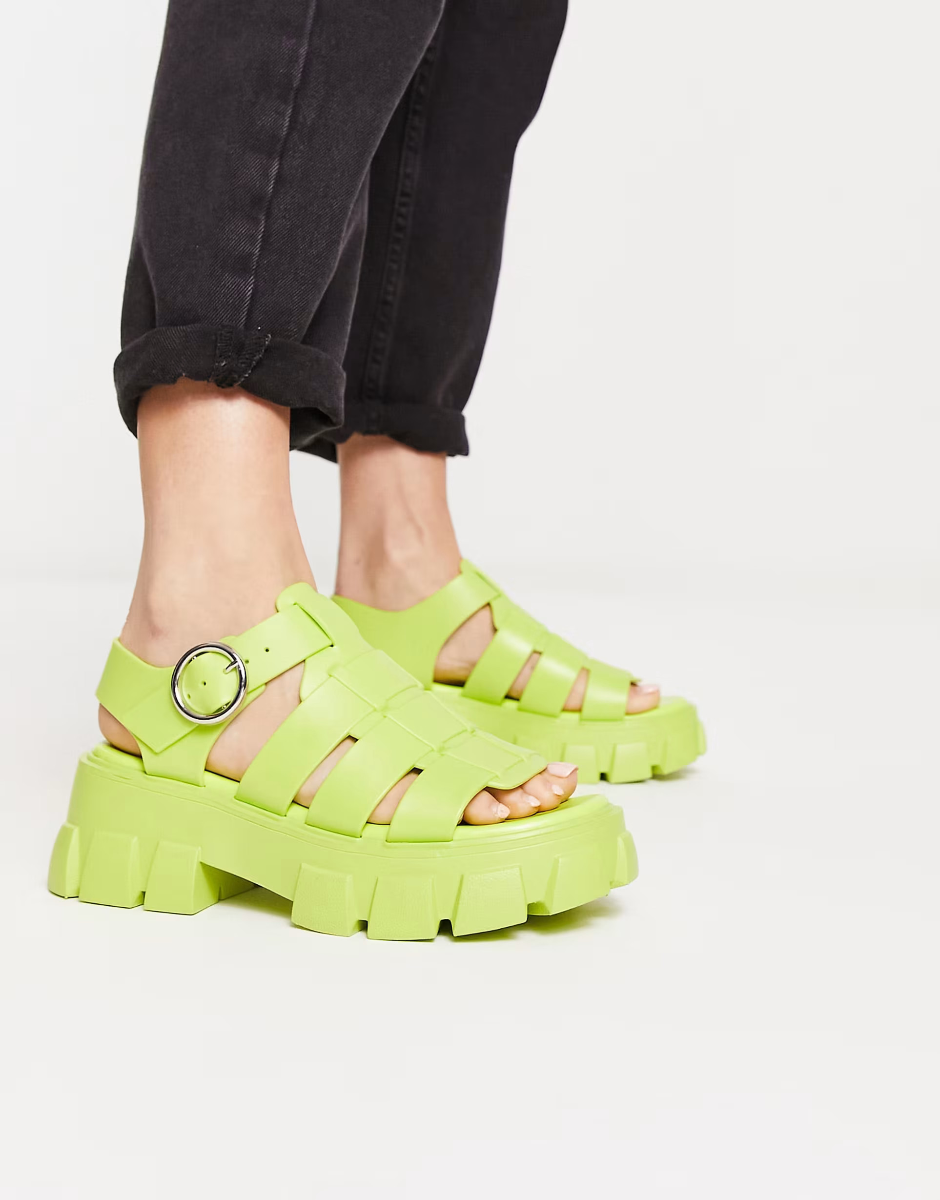 ASOS DESIGN Finalist chunky jelly fisherman flat sandals in green | ASOS (Global)