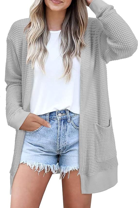 STYLEWORD Women's Fashion Cardigan Sweater Lightweight Open Front Long Casual Beach Kimonos Outfi... | Amazon (US)