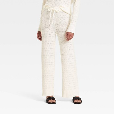 Women's High-Rise Full Sweater Pull-On Pants - Universal Thread™ Cream XL | Target