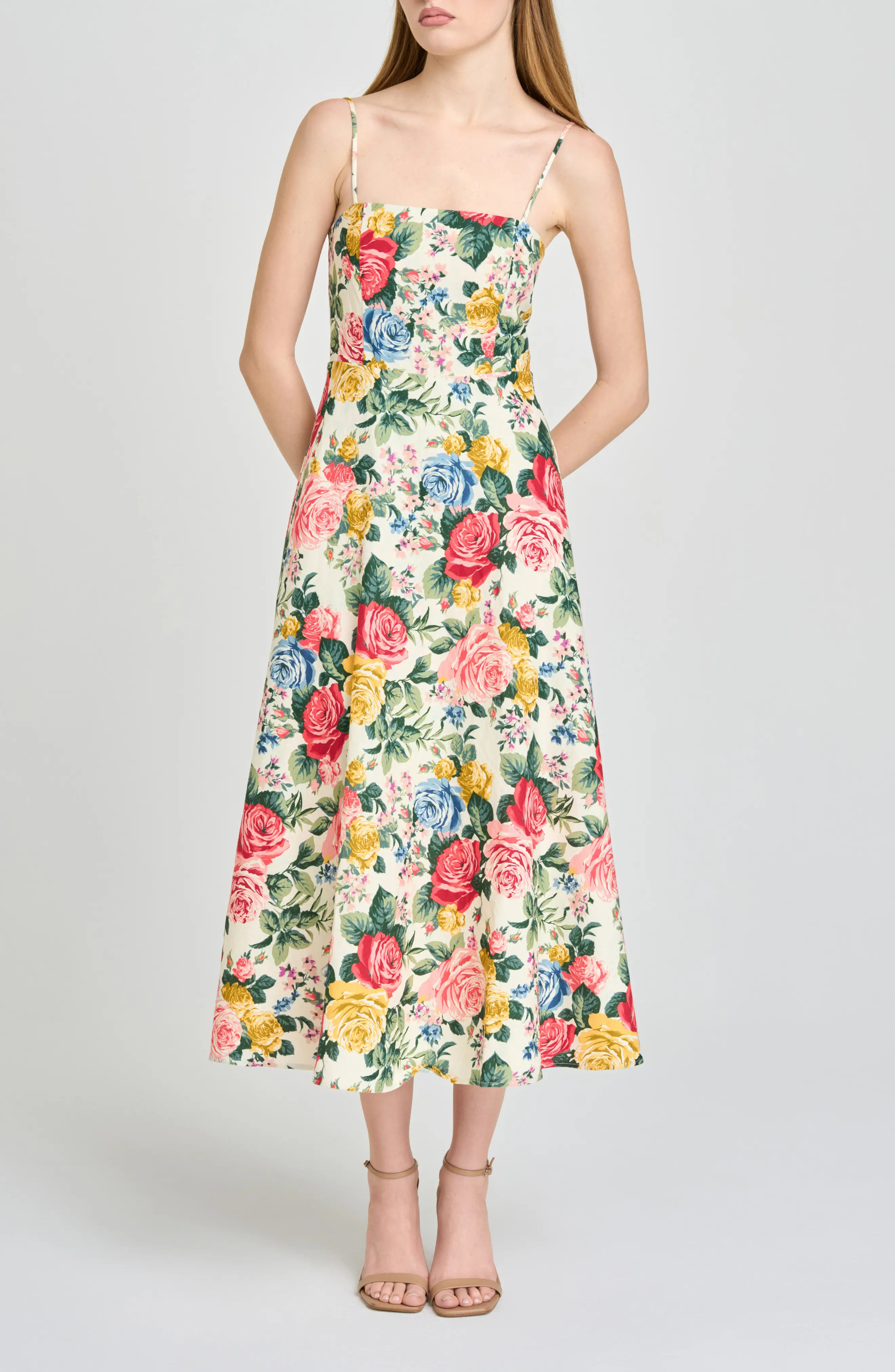 Josefina Floral Linen Blend Midi Dress (Women) | Nordstrom | Nordstrom