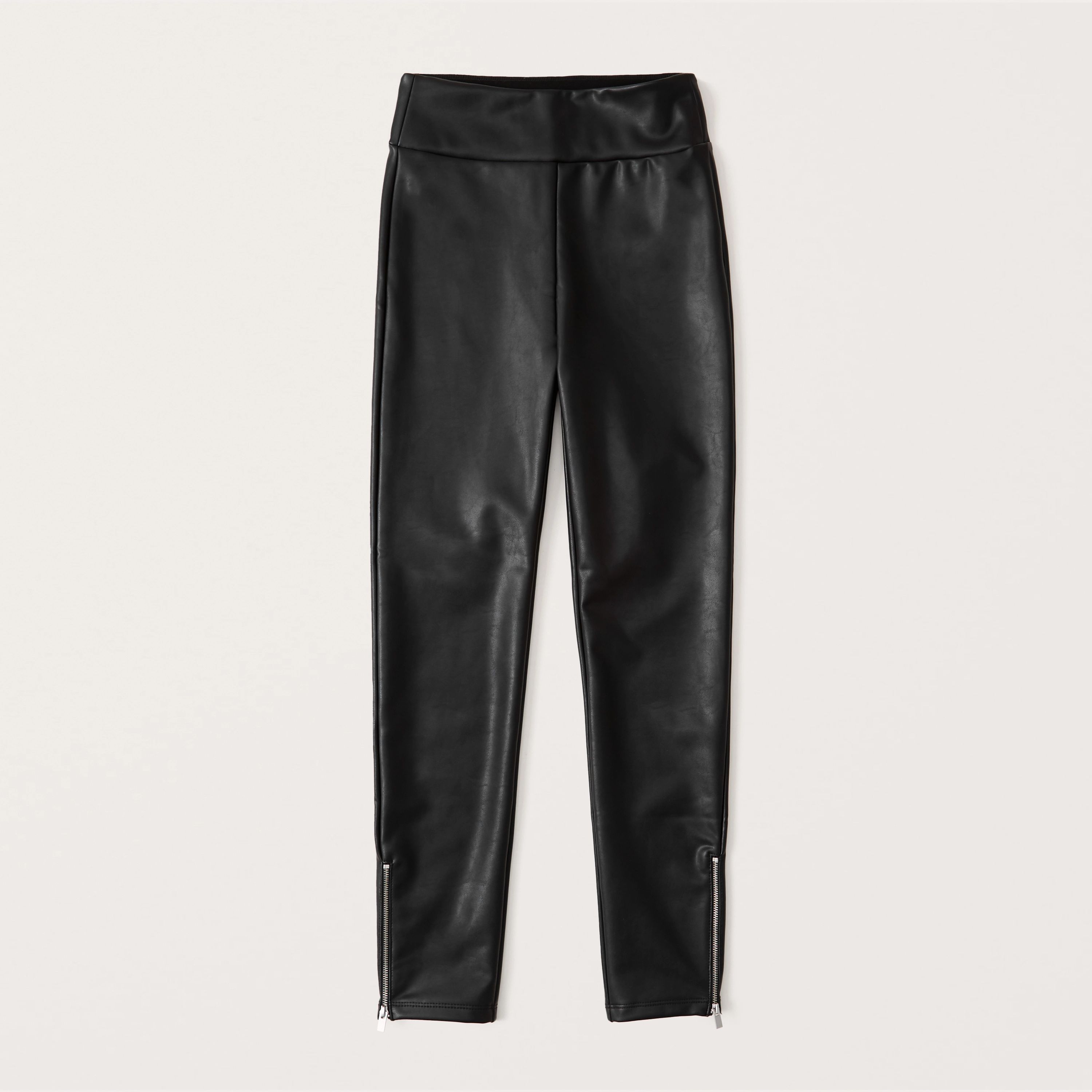 Vegan Leather Zip-Ankle Leggings | Abercrombie & Fitch (US)