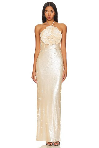 Lovers and Friends x Rachel Lilium Gown in Beige Neutral from Revolve.com | Revolve Clothing (Global)