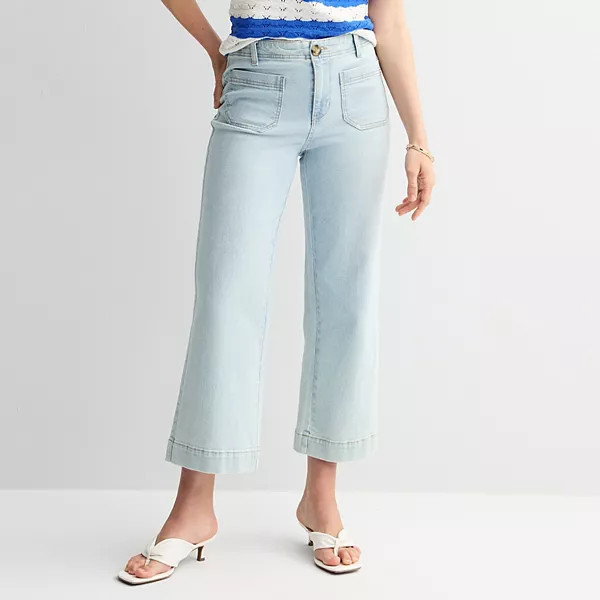 Women's LC Lauren Conrad Super High-Rise Wildflower Wide Leg Cropped Pants | Kohl's