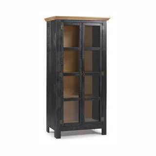 The Beach House Design Accent Cabinet w/ Glass Doors - Black Golden Oak | Bed Bath & Beyond