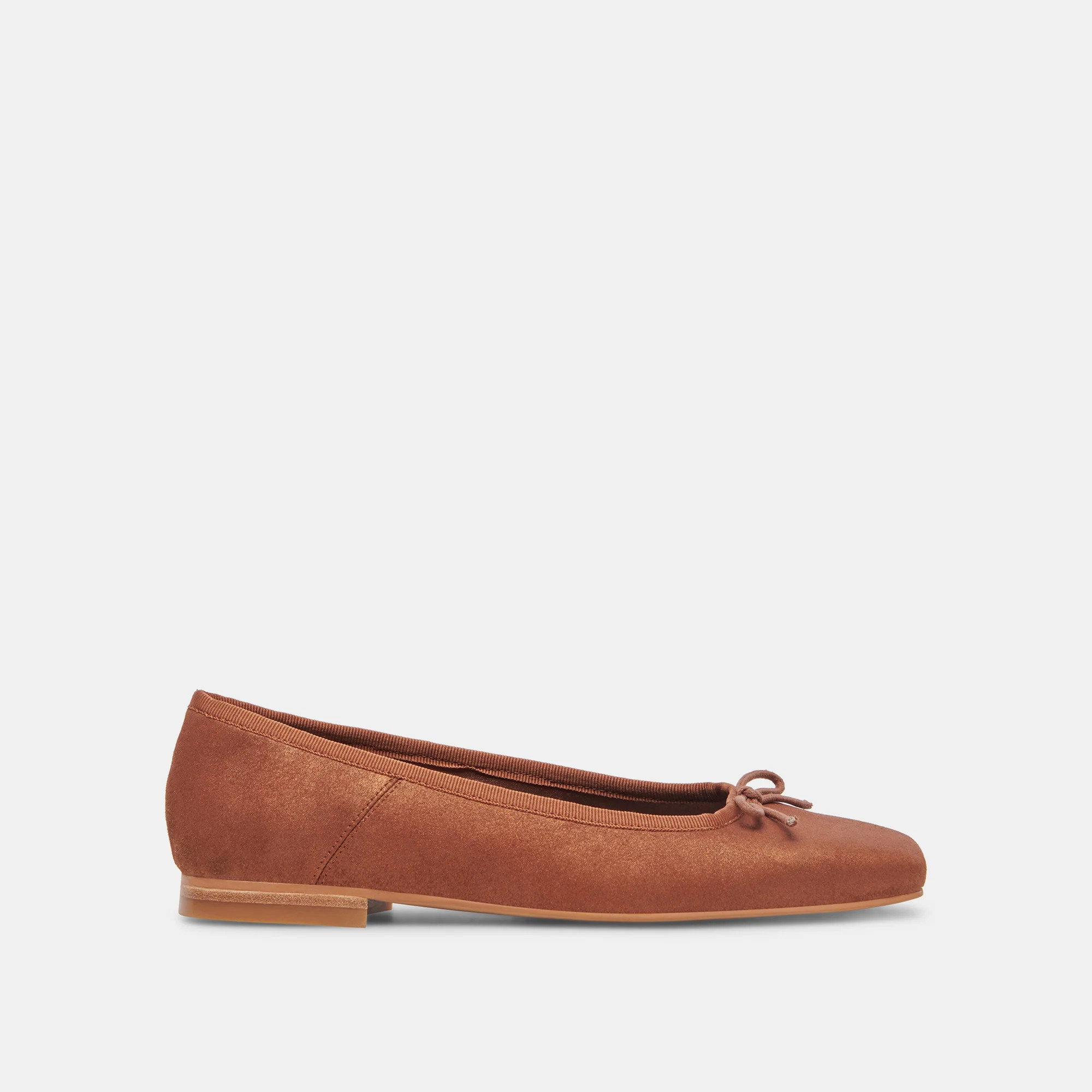 Anisa Wide Ballet Flats in Copper Metallic Suede Size 7.5W By Dolce Vita | DolceVita.com