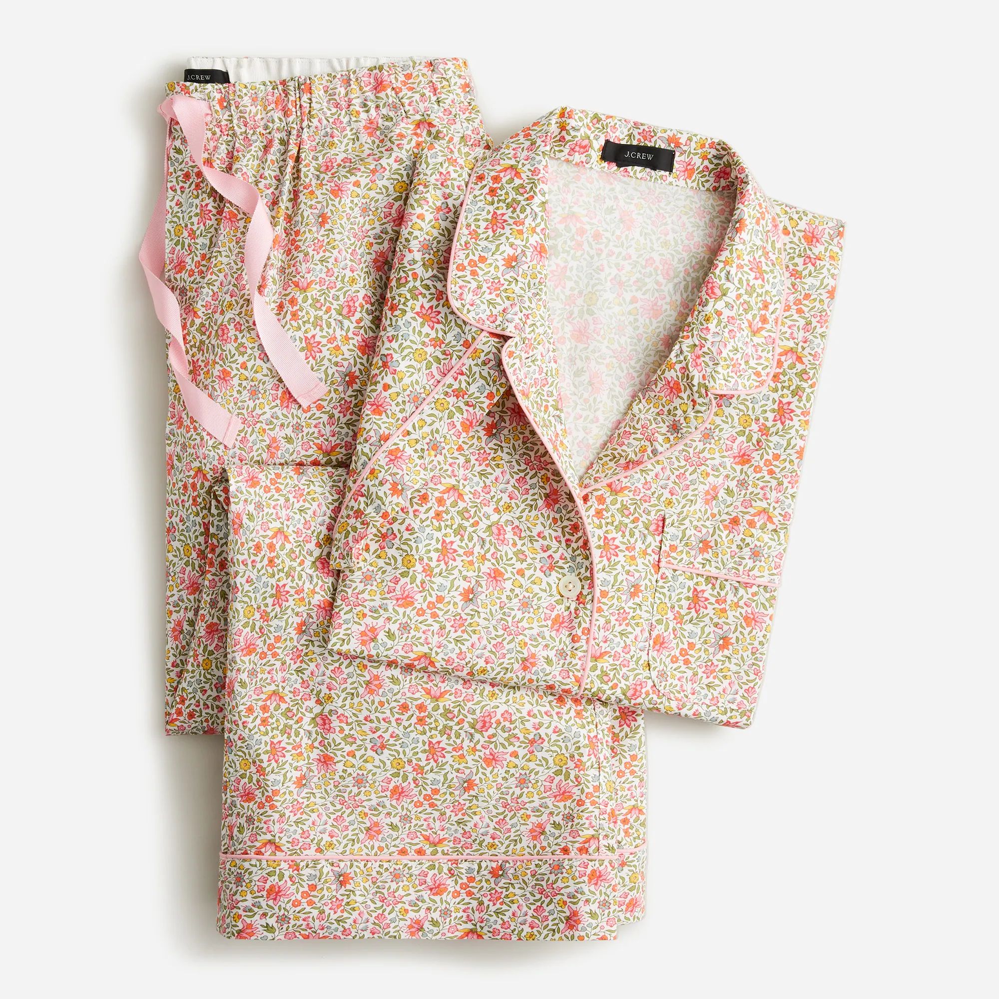 Cotton poplin short-sleeve pajama set in scattered blooms | J.Crew US