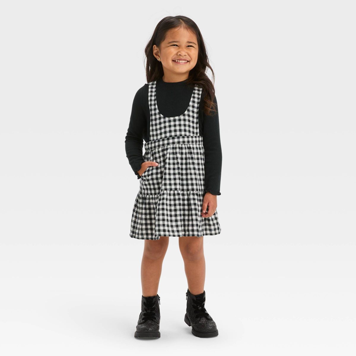 Toddler Girls' Plaid Skirtall Set - Cat & Jack™ Black 12M | Target