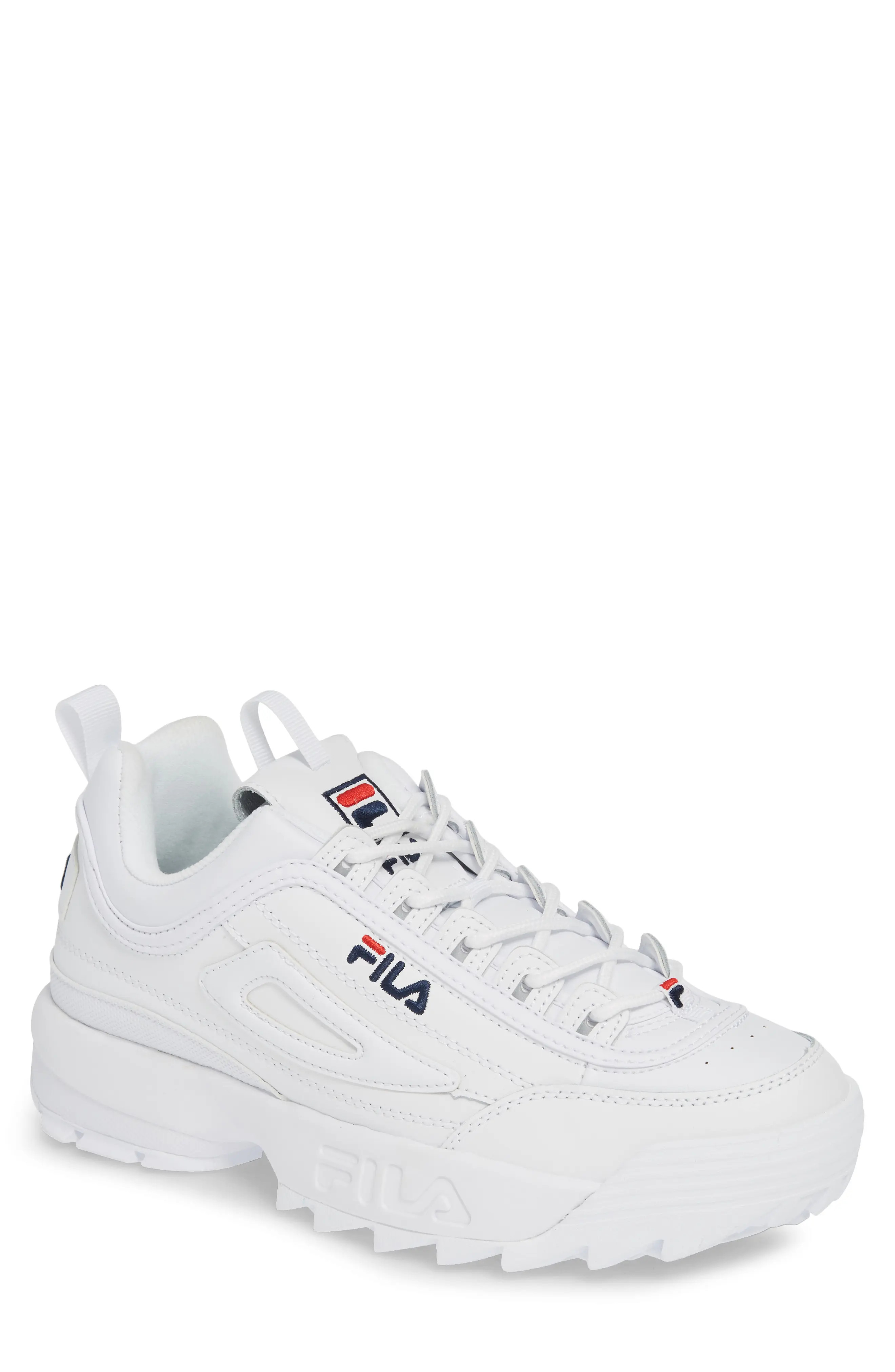 FILA Disruptor II Premium Sneaker in White/Navy/Fila Red at Nordstrom, Size 9 | Nordstrom