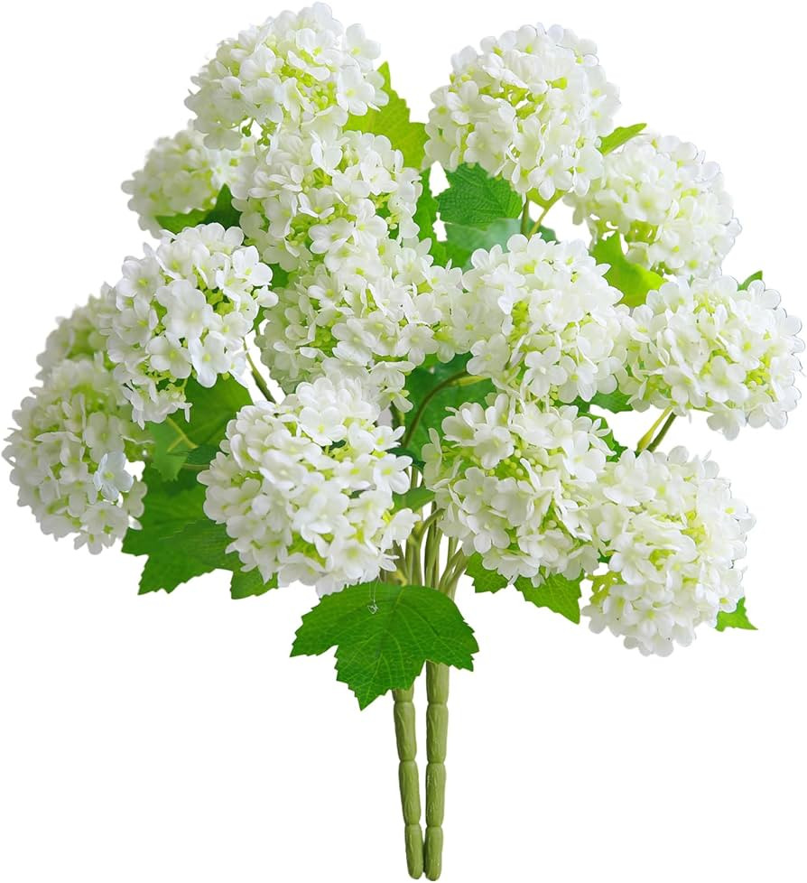 CHIAVE Atificial Flowers, Simulated Hydrangeas Snowball Fake Silk Flowers for Wedding Bridal Part... | Amazon (US)